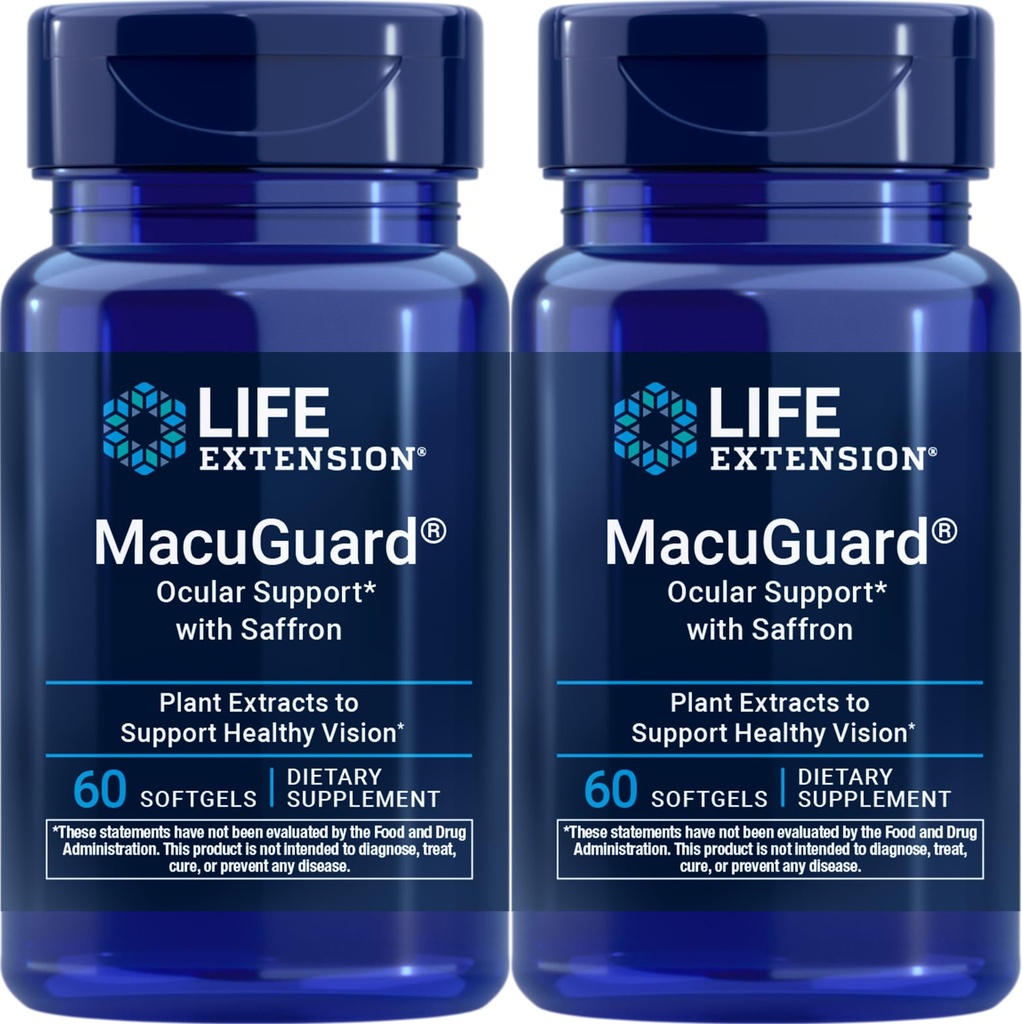 Life Extension MacuGuard Ocular Support avec Safran, 60 softgels (paquet de 2)
