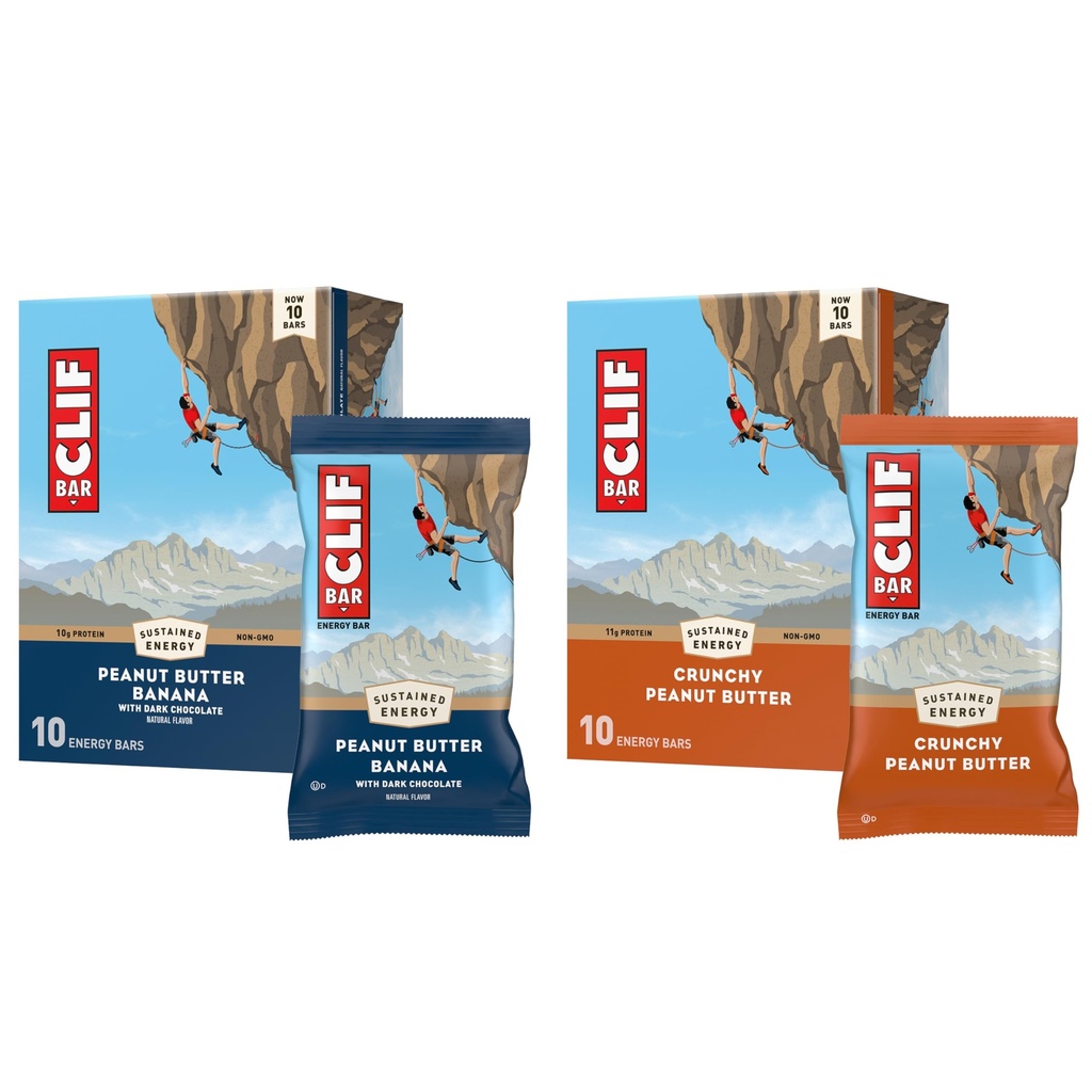 CLIF BAR - Energy Protein Bars - Crunchy Peanut Butter und Peanut Butter Banana mit dunkler Schokolade - Variety Pack - Made with Organic Oats - Energy Bars - Non-GMO - (20 Pack)