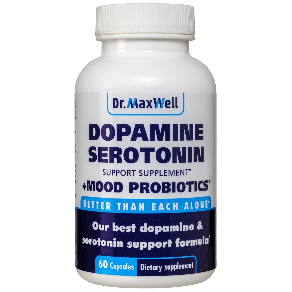 Serotonin und Dopamine Ergänzungen mit Mood Probiotic, 5in1 Unterstützung für (1) Dopamine (2) Serotonin (3) Stimmung (4) Entspannung (5) Fokus & Gehirn, 60 Kapseln