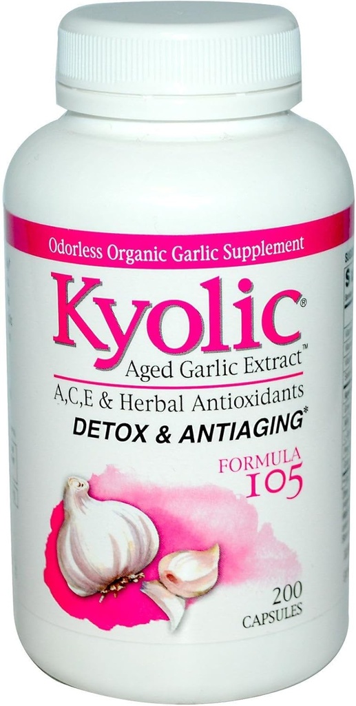 Kyolic Aged Knoblauch ExtraktTM Detox und Anti-Aging Formel 105 -- 200 Kapseln