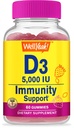 WellJa Vitamin D3 5000 IU (125 mcg) Extra Strenght Gummies -für Knochen Gesundheit, Immun Booster, Knochen und Zähne Unterstützung -Nicht GMO, Glutenfrei, Nußfrei, Vegetarisch -Strawberry Flavor -60 Gummies