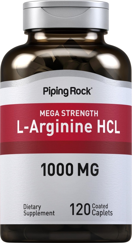 Piping Rock L-Arginin HCl 1000mg | 120 Caplets | Ergänzung für Männer und Frauen | Mega Kraft | Vegetarisch, Non-GMO, Glutenfrei