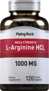 Piping Rock L-Arginin HCl 1000mg | 120 Caplets | Ergänzung für Männer und Frauen | Mega Kraft | Vegetarisch, Non-GMO, Glutenfrei