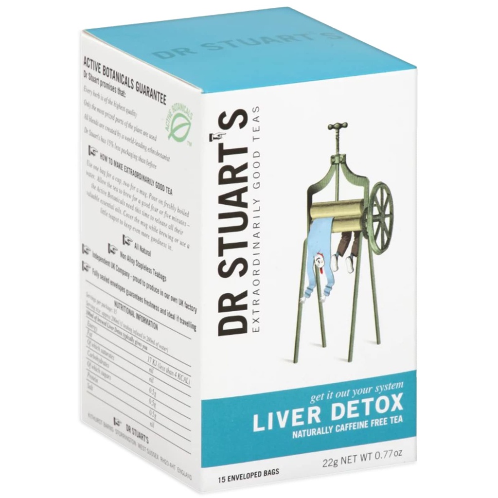 Dr Stuarts Liver Detox Teebeutel | 22g (15 Teebeutel) | Natürliche Kräuterinfusion für Entgiftung Unterstützung | fördert Lebergesundheit und Reinigung | Refreshing Flavors