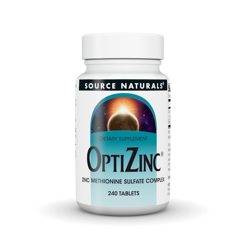 Source Naturals OptiZinc Zinc Complexe de sulfate de méthionine et supplément alimentaire - 240 comprimés