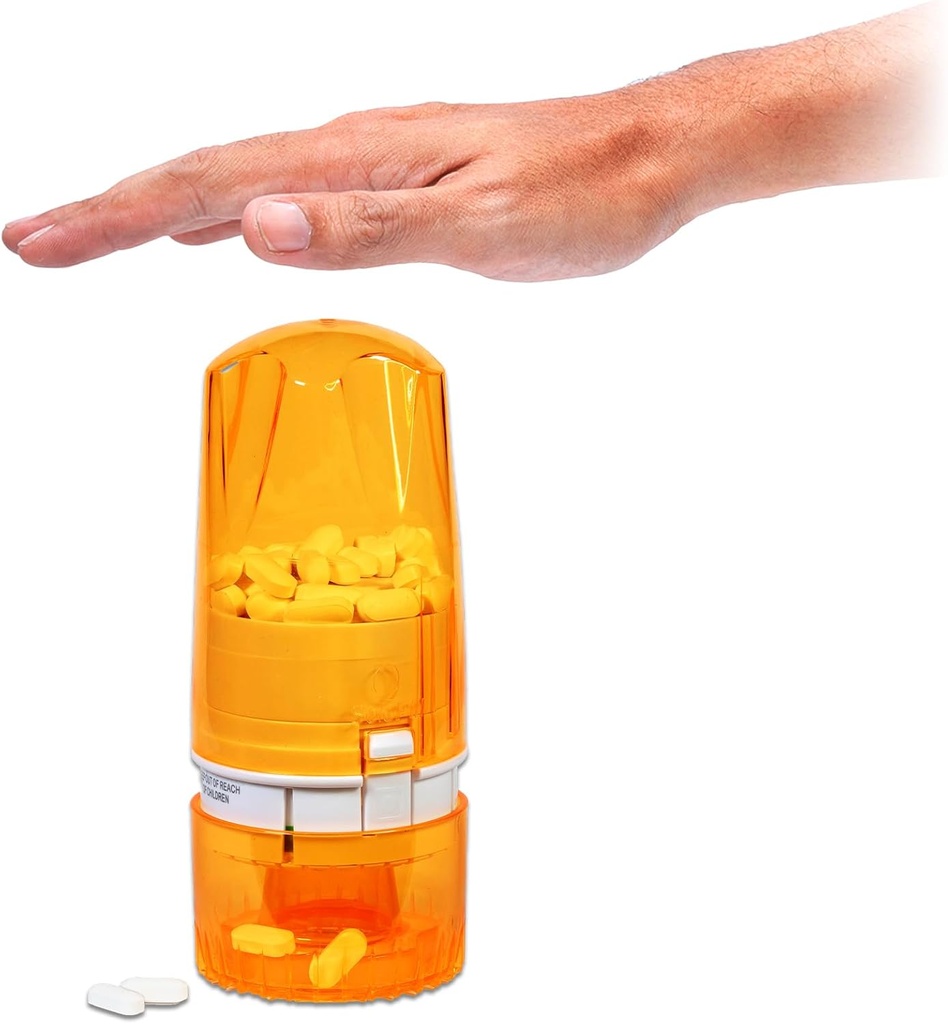 Pill Dispenser - Medication Holder für Erwachsene & Senioren - Lock Feature - Arthritis Friendly - One Push, One Pille - Effortless & Hygienic - 75 Round Tablets