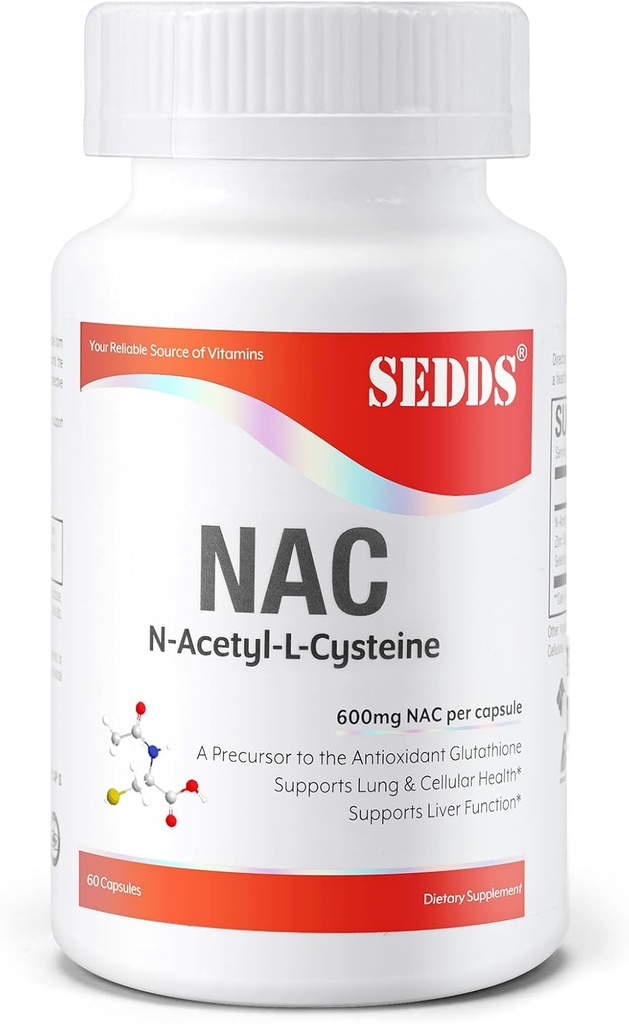 Ergänzungen, N-Acetyl Cystein (NAC) 600mg, 60 Veg Kapseln - Non-GMO, Glutenfrei