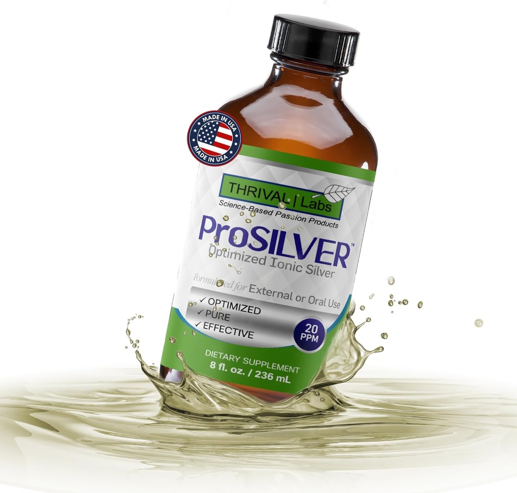 Ionic Kolloidal Silber Flüssigkeit 20 PPM Bio aktiv für Immununterstützung Glasflasche 8oz Organic Supplement