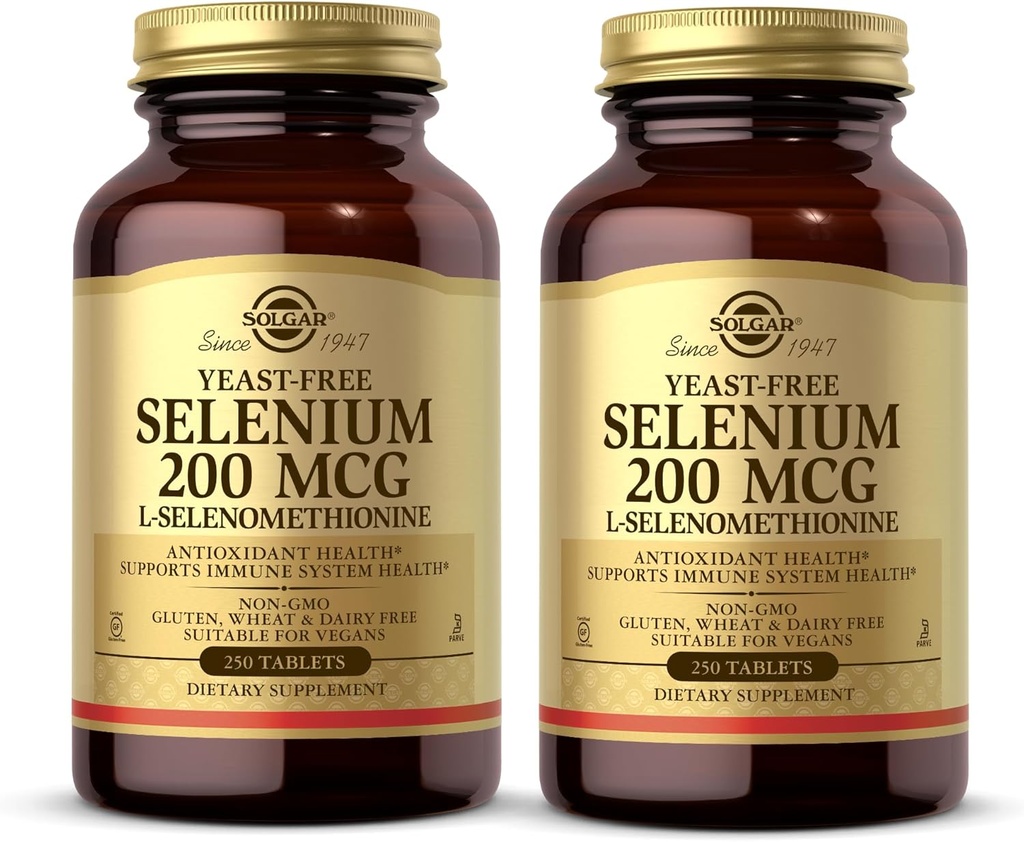 Solgar Yeast-Free Selenium 200 mcg - 250 Tabletten, Paket von 2 - Unterstützt Antioxidans & Immunsystem Gesundheit - Non-GMO, Vegan, Glutenfrei, Dairy Free, Kosher - 500 Gesamt Servierungen