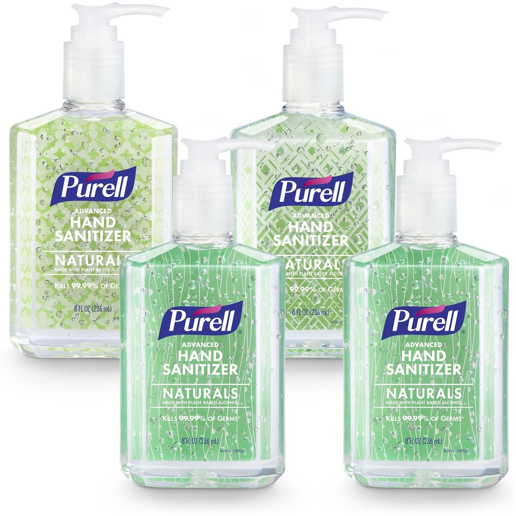 PURELL Advanced Hand Sanitizer Naturals mit pflanzenbasiertem Alkohol, Citrus Scent, 8 fl oz Pump Bottle (Pack von 4) - 9626-06-ECDECO