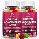 Gommies monohydratées de créatine - 5g pour les hommes et les femmes, 160 Comte et suppléments croustillants de créatine pour le gain musculaire, la force musculaire, le renforcement énergétique et le constructeur musculaire, sans sucre, végétalien