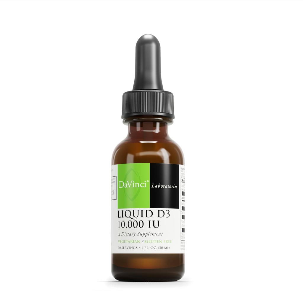 DAVINCI Labs Liquid D3 10.000 IU - Hilft, Knochengesundheit, Immununterstützung und Herzgesundheit mit Vitamin D3 - Glutenfrei & Vegetarisch - 1 Fl Oz (30 Servierungen)