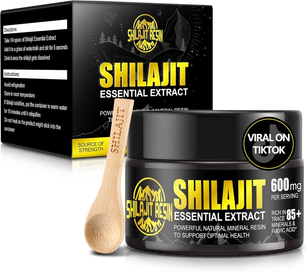 Shilajit Pure Himalayan Organic Shilajit Resin - Or Grade 100% Shilajit avec 85+ Trace Minerals & Fulvic Acid for Focus & Energy, Immunity, 50 Grams