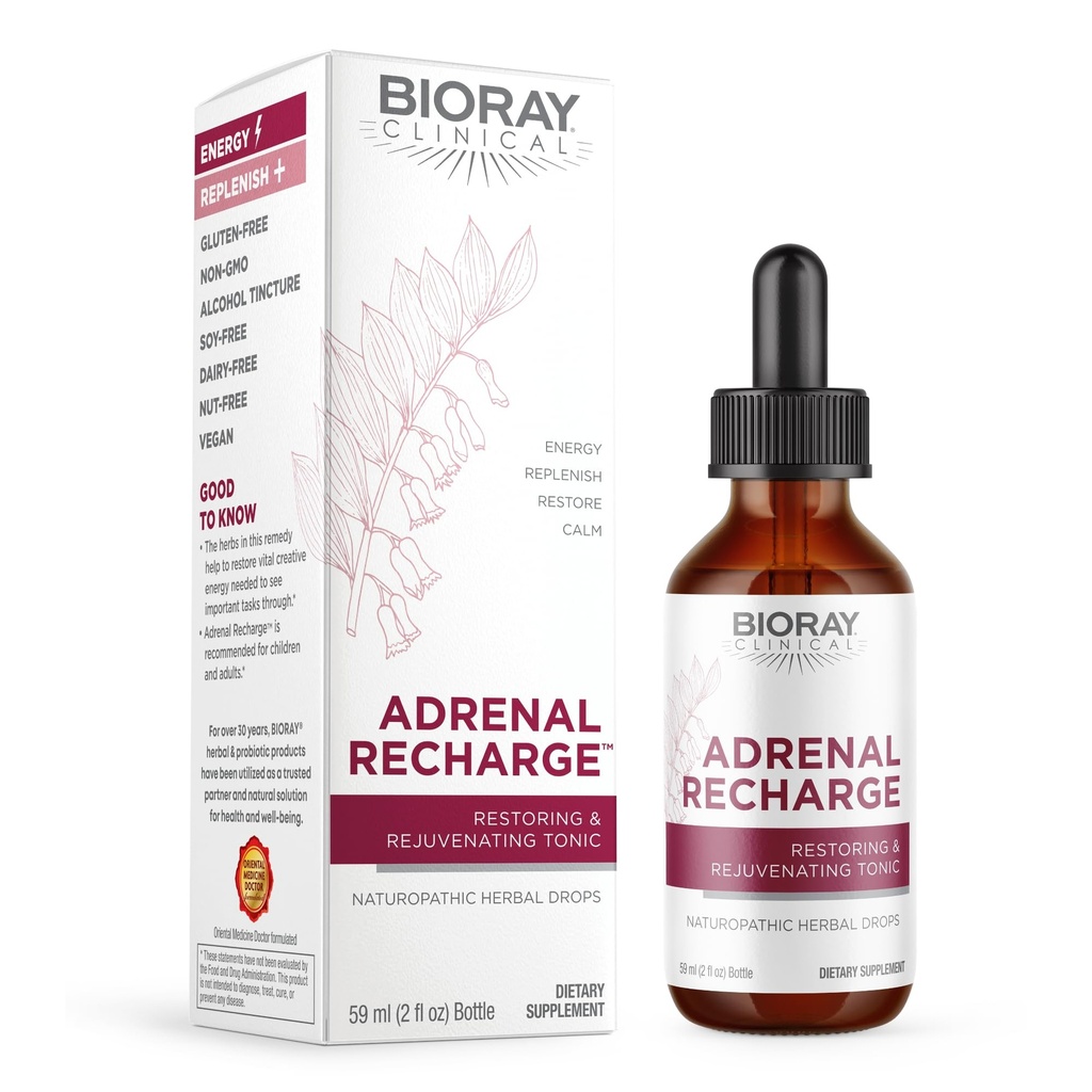 BIORAY Clinical Adrenal Recharge - 2 fl oz - Restaurierung & Verjüngung Alkohol Tinktur - Non-GMO, Vegan, Glutenfrei