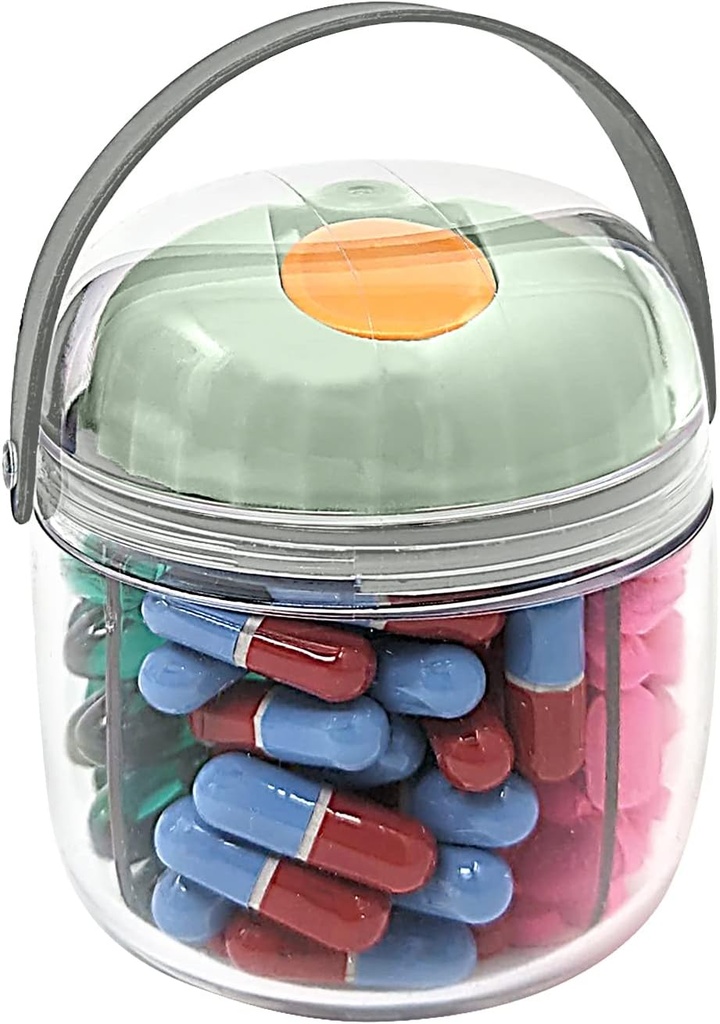 Mini bouteille d'organisateur de distributeur de pilules, boîte quotidienne de médicaments avec fermeture sécurisée (Mini - vert)