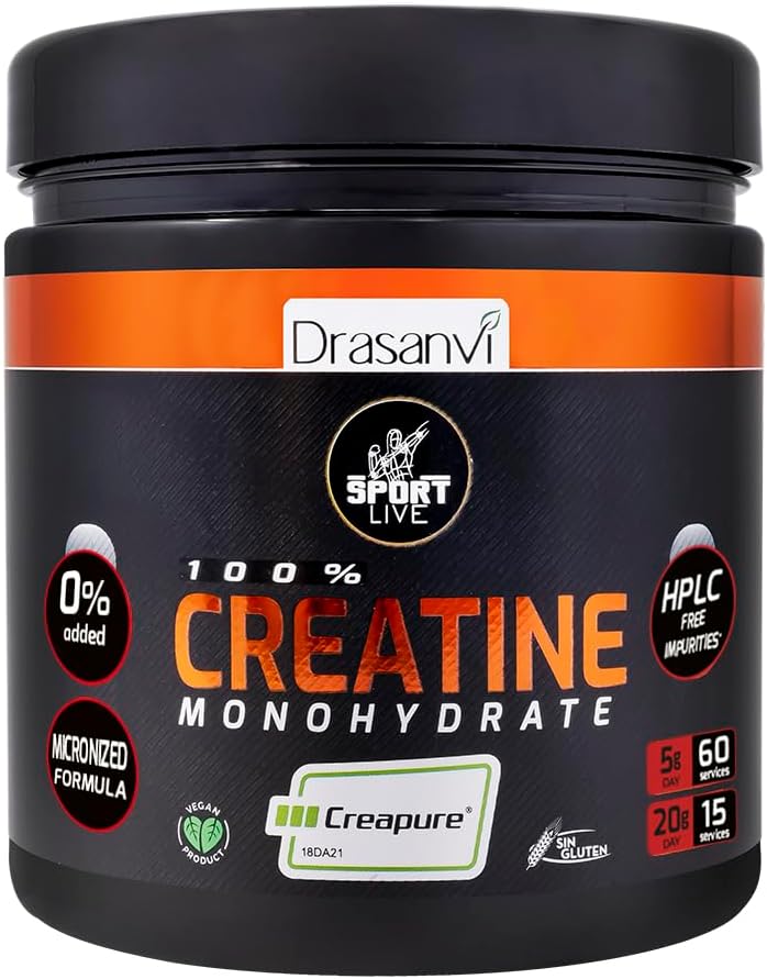 DRASANVI Sport Live 10.58 Ounce poudre monohydratée créatine - renforce et augmente vos muscles - sans allergènes - saveur neutre - composition pure et efficace