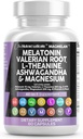 Nutraceutiques propres Melatonine 10mg La racine valériane L Theanine 200mg Ashwagandha - Soutien au sommeil pour les femmes et les hommes avec complexe de magnésium, baume citron, camomille et fleur de passion - 60 Caps