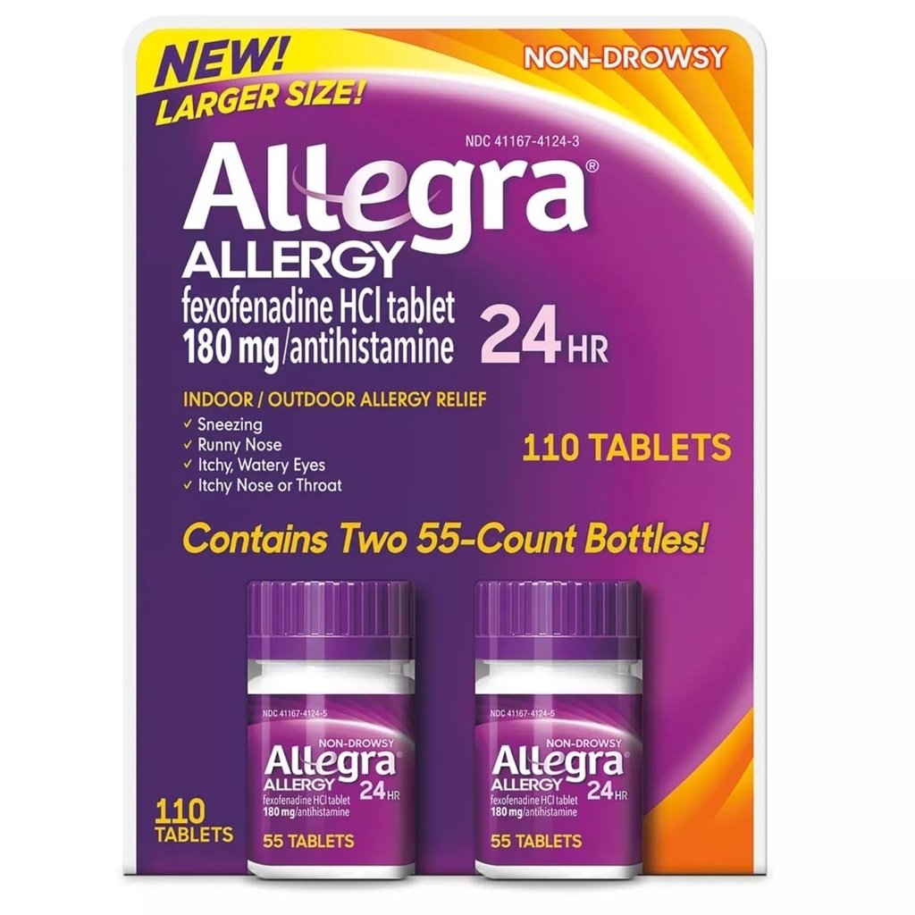 Allegra 24 Hour Indoor und Outdoor Allergy Relief 180mg 55 Tabletten, Paket von 2 (110 ct.)
