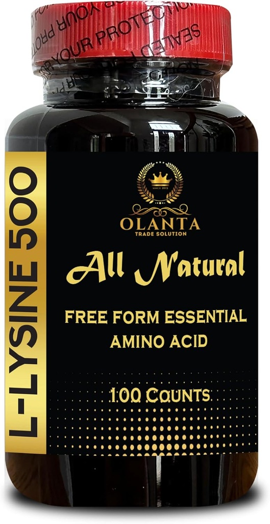 L-LYSINE SUPPLEMENT AMINO ACIDS - Lysine Supplement Immununterstützung, Unterstützung Integrity of Skin and Lips, L-Lysine Hydrochlorid-Unterstützung, Stickstoffbilanz, Glutenfrei - 1 Flasche 100 Zähler