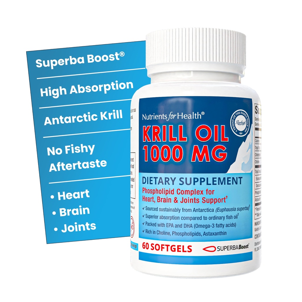 Rawleigh Premium Red Krill Oil: 60 Non-GMO Softgels, 1000mg Euphasia Superba Oil a Day, Rich in Choline, Phospholipide, Astaxanthin, EPA & DHA Omega-3 Fettsäuren, für Herz, Gelenke, Gehirngesundheit
