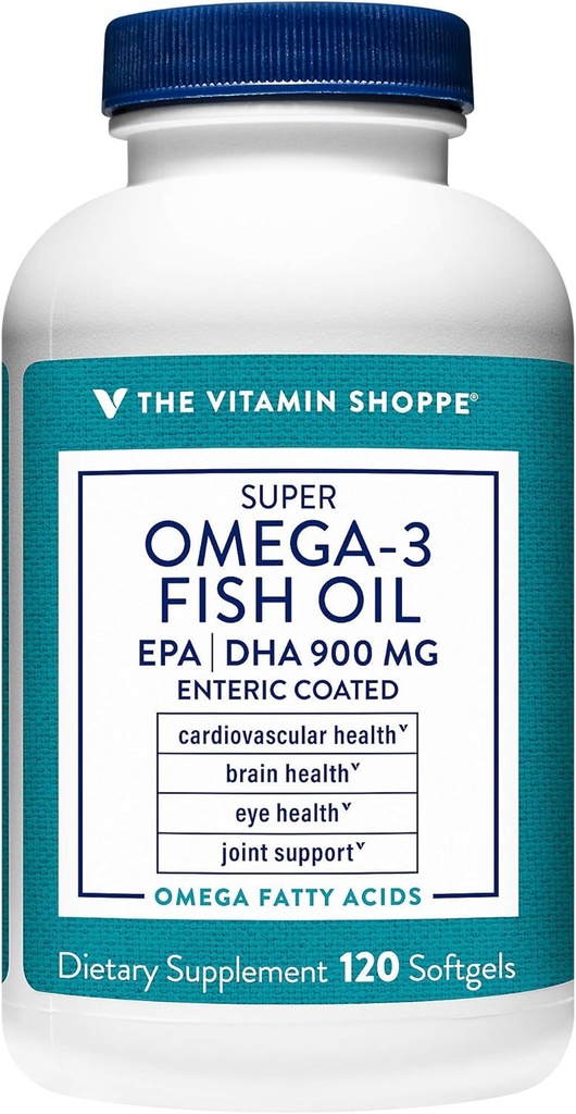 Der Vitamin Shoppe Omega 3 Fischöl 1290mg, EPA 735mg & DHA 165mg, Reinheit versichert, Molecularly Distilled to Support Cardiovascular, Joint and Brain Health (120 Softgels)