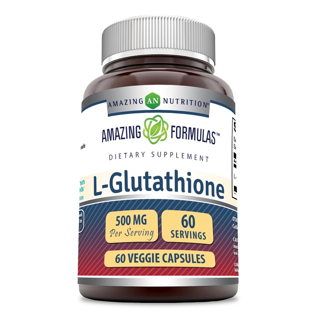 Erstaunliche Formeln reduziert L-Glutathione Ergänzung | 500 Mg pro Servieren | Veggie Kapseln | Non-GMO | Gluten Free | Made in USA (1 Pack | 60 Count)