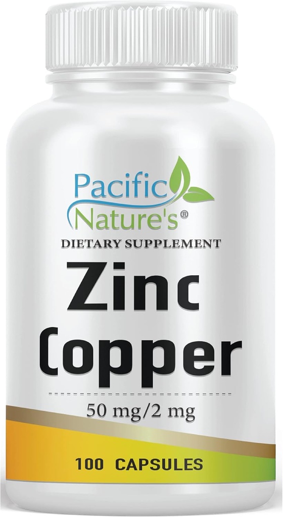 Zink-Kupfer-Ergänzung (100 Kapseln) mit 50mg Zink-Gluconat, 2mg Kupfer-Sulphat für Immununterstützung - Glutenfrei, Non-GMO