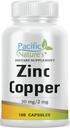 Zink-Kupfer-Ergänzung (100 Kapseln) mit 50mg Zink-Gluconat, 2mg Kupfer-Sulphat für Immununterstützung - Glutenfrei, Non-GMO