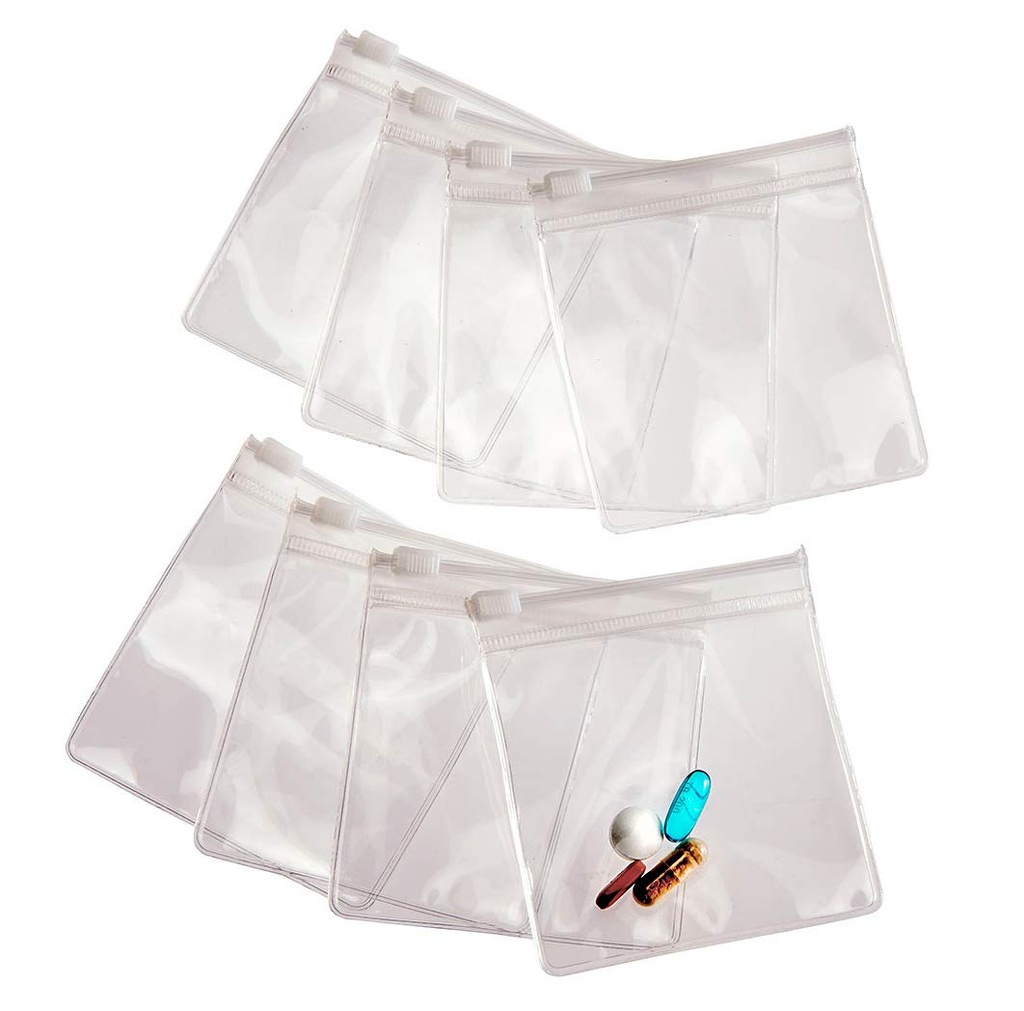 Glatte Trip Pillen Taschen für Reisen - 8 wiederverwendbar zertifizierte Lebensmittel Grad Zip Top Pillen Pouches für Medizin, Vitamine, Snacks und Zubehör - Größer 3.25 x 3.5 Größe