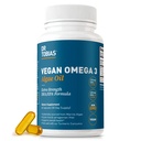 Dr Tobias Vegan Omega 3 Supplément, 1400mg Huile d'algues, 420mg DHA, et 210mg EPA par portion, non-OGM, sans gluten, sans carrageenan, 60 capsules, 30 portions