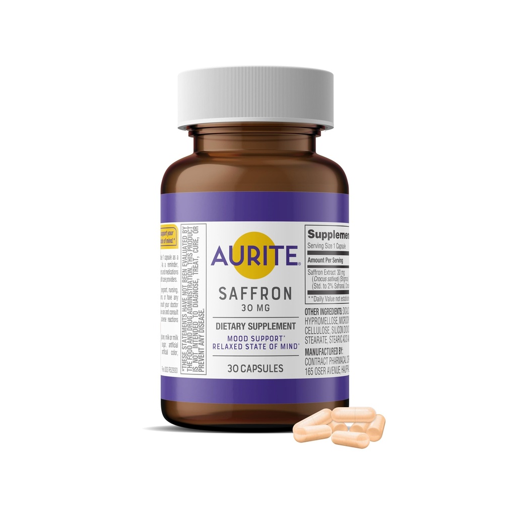 Saffron-Ergänzung | Stress-Management, Kräuter-Mood-Unterstützung, Langzeit-Speicher, für Frauen & Men. 30 Count, Saffron 30mg, Vegetarisch Freundlich, Non-GMO, Gluten-frei, Soja-frei (1 Monate Liefer)