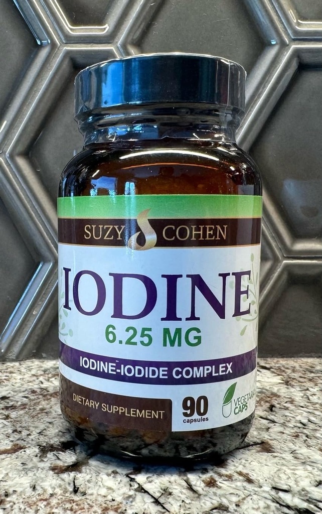 Supplément complexe d'iode de Cohen Suzy - 6,25mg Mélange d'iode et d'iode - 90 capsules végétariennes pour le soutien alimentaire
