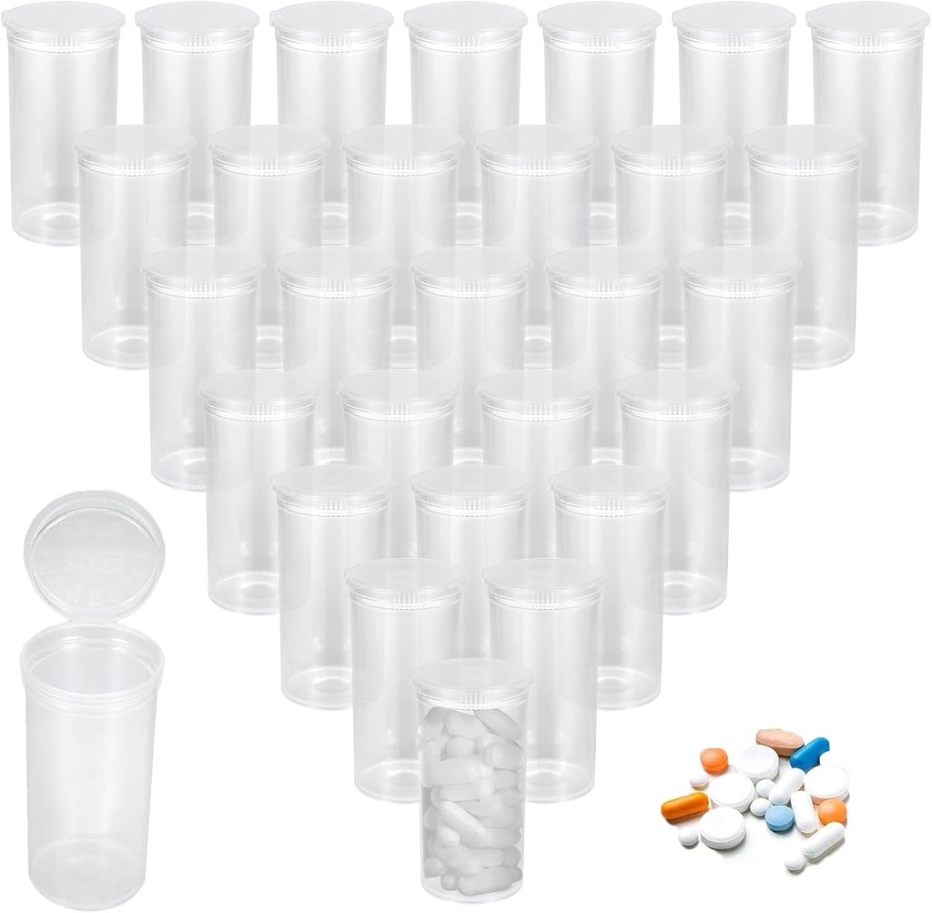 100Pcs Kunststoff Leere Verschreibung Vial, 13 Dram Pillen Flaschen, wasserdichte luftdichte Gelenk Pillen Flaschen mit Pop Top Caps Medizin Container für Pillen, Handwerk, Candy, Ergänzungen und mehr