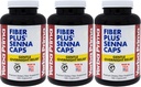 Yerba Prima Fiber Plus Senna Capsules, 180 Count (Pack von 3) - 118 Servierungen von Gentle Overnight Relief, USA Made, Non-GMO, für Short-Term Verwendung, um Regularität wiederherzustellen