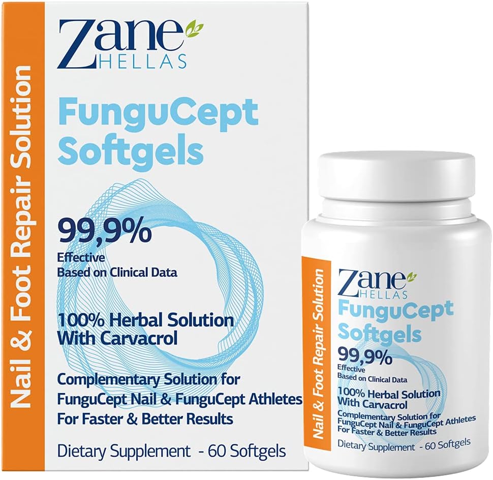 Zane Hellas FunguCept Softgels for Faster and Better Results. Supportive Product for FunguCept Nail & Athlete’s. 60 Softgels.