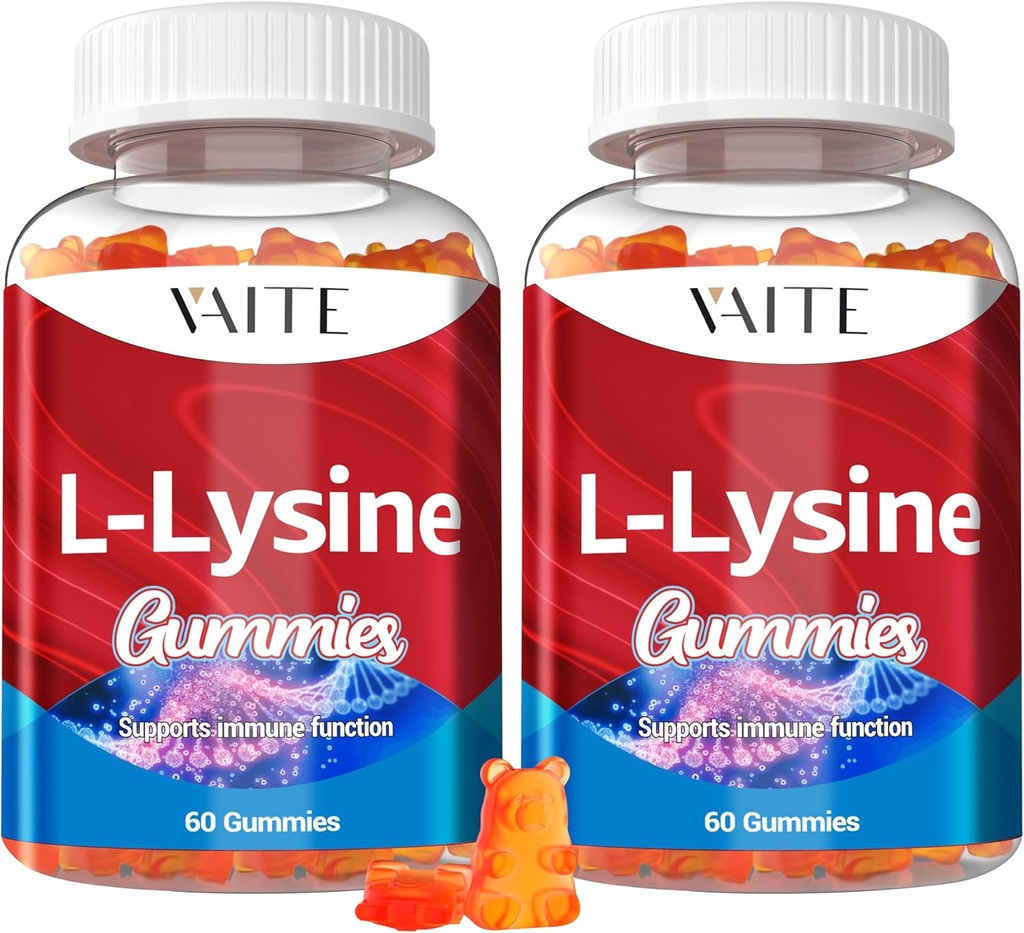 L-Lysine 1000mg Gummie - Unterstützt Haut, Lip, Vegan, Glutenfrei, 60 Kaubare Lysin für Erwachsene, Vitamine Gewebe Gesundheit & Immunsystem, Aminosäure Vitamin-Ergänzung & Komplex-Ergänzungen (2 Packung)
