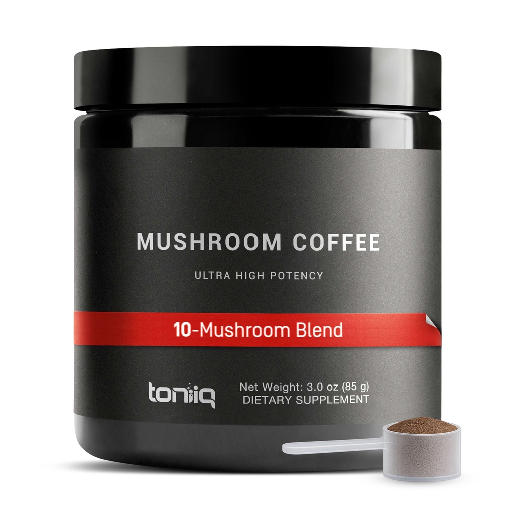 Café de champignons - Extrant concentré 10:1 ultra-haute puissance - Haricots d'origine colombienne avec 10 mélanges de champignons, Mane et Cordyceps de Lion - Alternative de café riche et fonctionnel - Laboratoire tiers testé