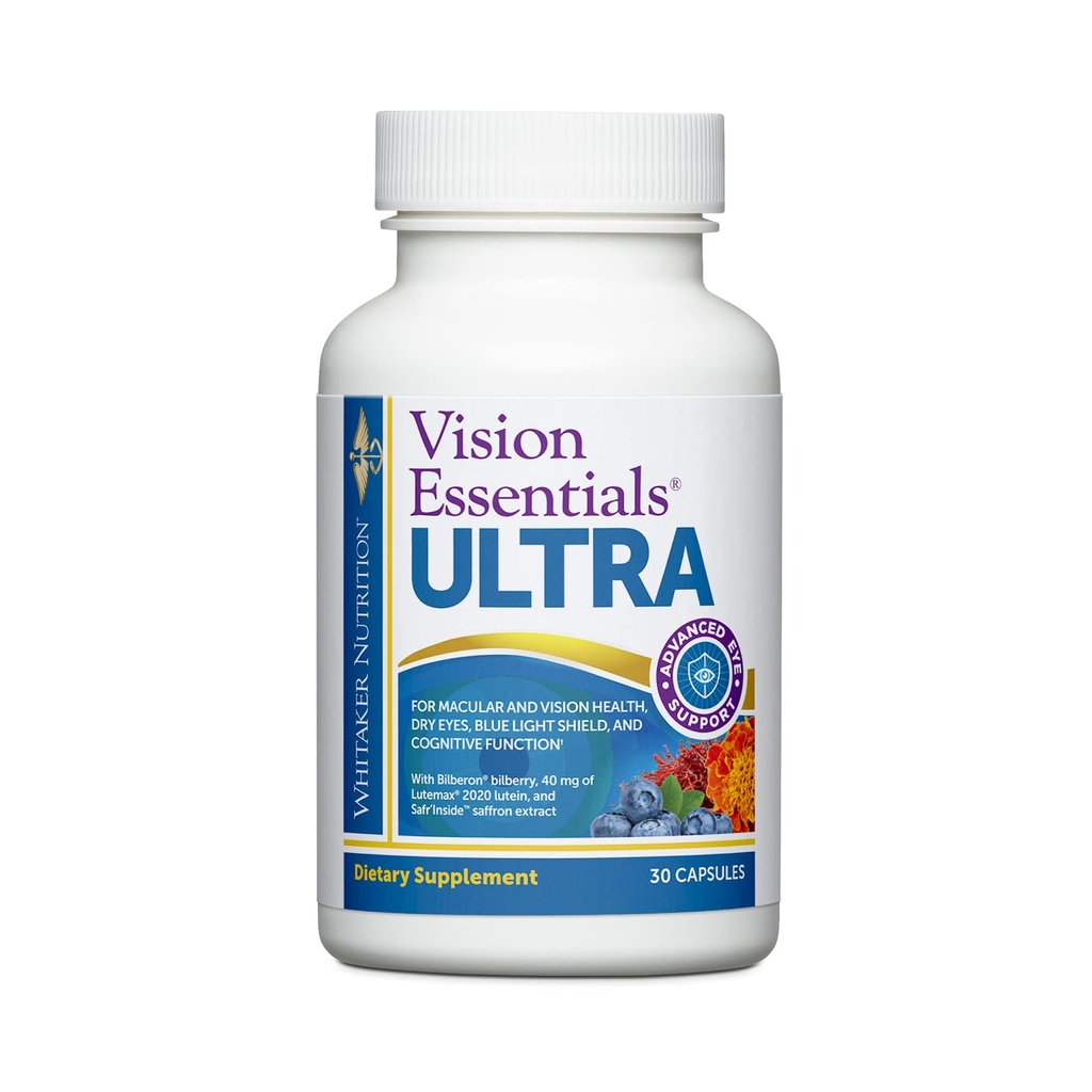 Dr. Whitaker Vision Essentials Ultra mit Lutein | Umfassende Unterstützung mit nur einer täglichen Pille für Macula & Retina Gesundheit, Augenhöhe, Okulardruck, Digital Eye Fatigue, Mood Support und mehr