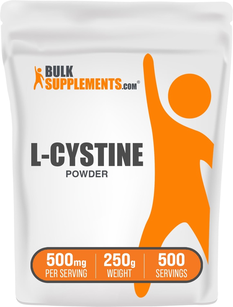 BulkSupplements.com Poudre L-Cystine - L-Cystine 500mg, supplément L-Cystine, supplément acide amino - pour support immunitaire, sans gluten, 500mg par portion, 250g (8,8 oz) (paquet de 1)