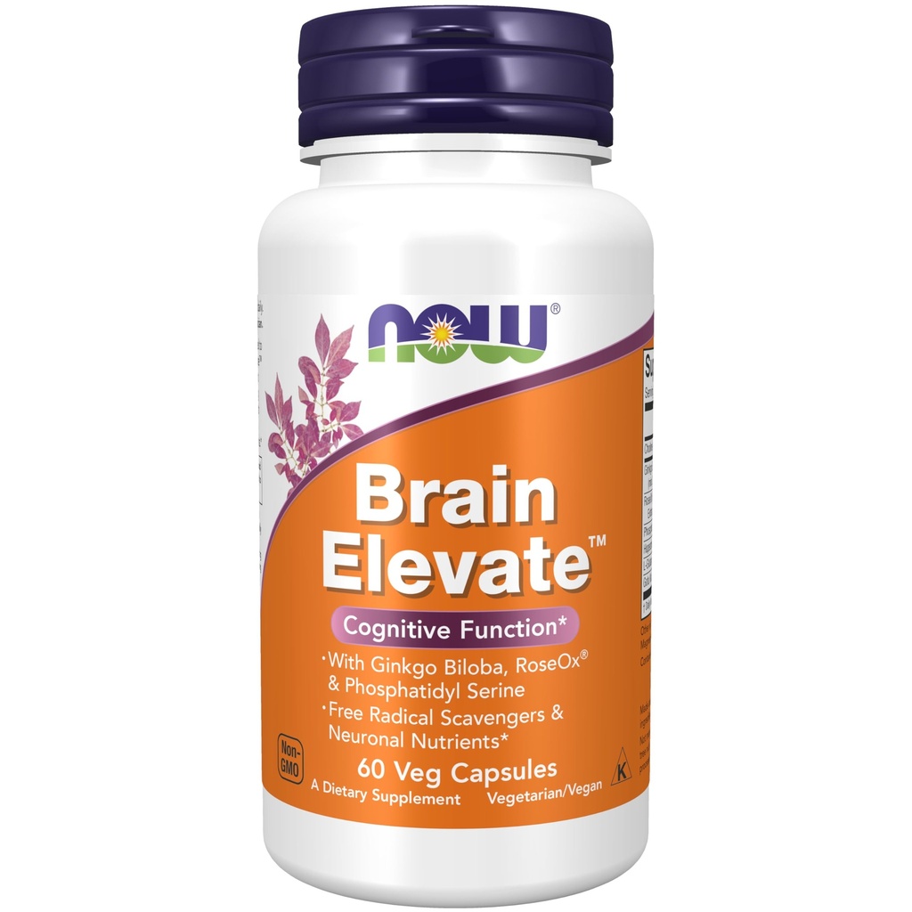 JETZT Nahrungsergänzungsmittel, Brain ElevateTM, Mit Ginkgo Biloba, RoseOx® und Phosphatidyl Serine, 60 Veg Kapseln