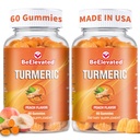 Gummies curcumines Turcuma – Extra Strength 2000mg 8:1 Extract Turmeric Supplément Gummies avec le poivre noir et le gingembre – Vegan non-OGM Joint Support Chewables – Peach Flavor - Pack de 2