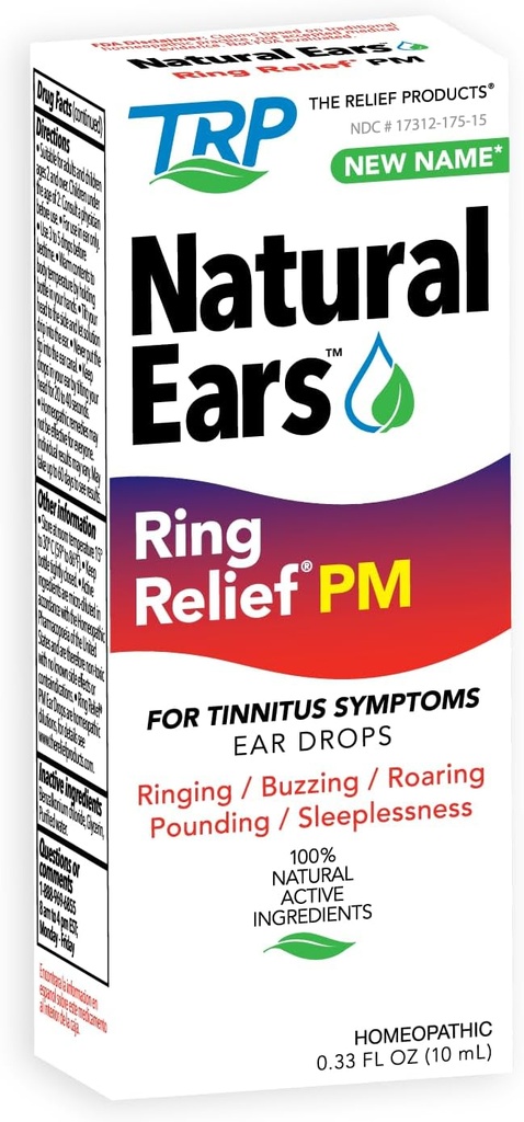 The Relief Products Ring Relief Ohr Tropfen PM - 100% Natürliche Wirkstoffe - für Ring Ohren und Tinnitus Symptome - Nachtformel - 0.33 fl oz