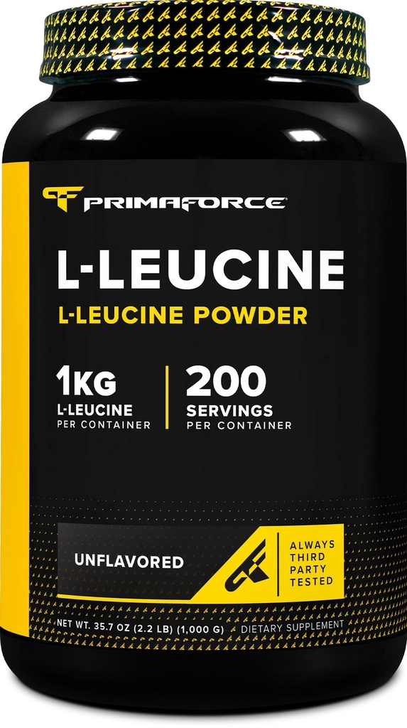 Primaforce L-Leucine Pure Powder 1 KG (2.2lbs) - Non-GMO, Glutenfrei, 200 Portionen
