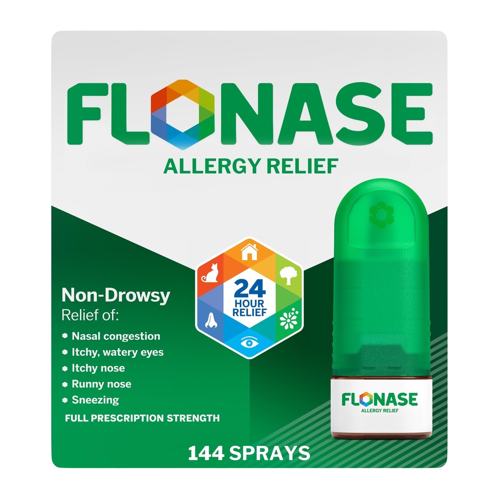 Flonase Allergy Relief Nasenspray, 24 Hour Non Drowsy Allergy Medicine, Metered Nasal Spray - 144 Sprays- Herbst und Saisonale Allergie Relief