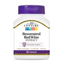 Capsules d'extrait de vin rouge Resvératrol du 21ème siècle, 90Conte