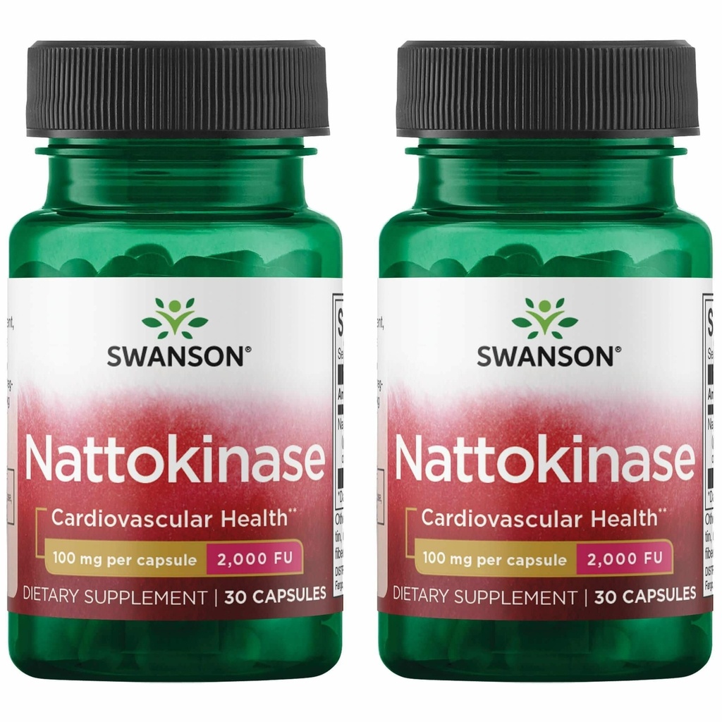 Swanson Nattokinase 2000 Fibrinolytic Units 100 Milligramms 30 Kapseln Enzym (2 Packung)