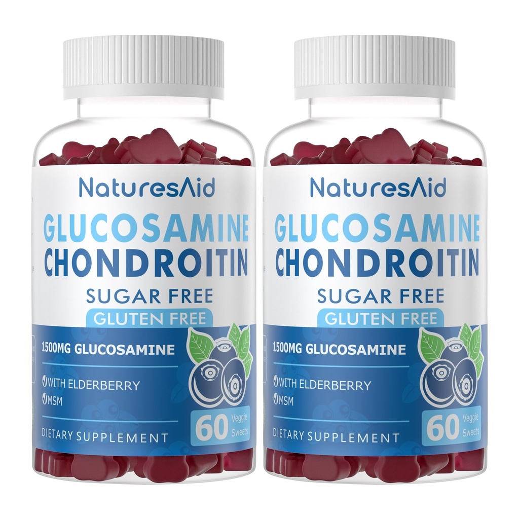 Glucosamin Chondroitin Gummi mit MSM & Elderberry Extra Strength - Joint Support, Antioxidant Immun Support Supplement für Erwachsene, Männer und Frauen.(2 Pack)