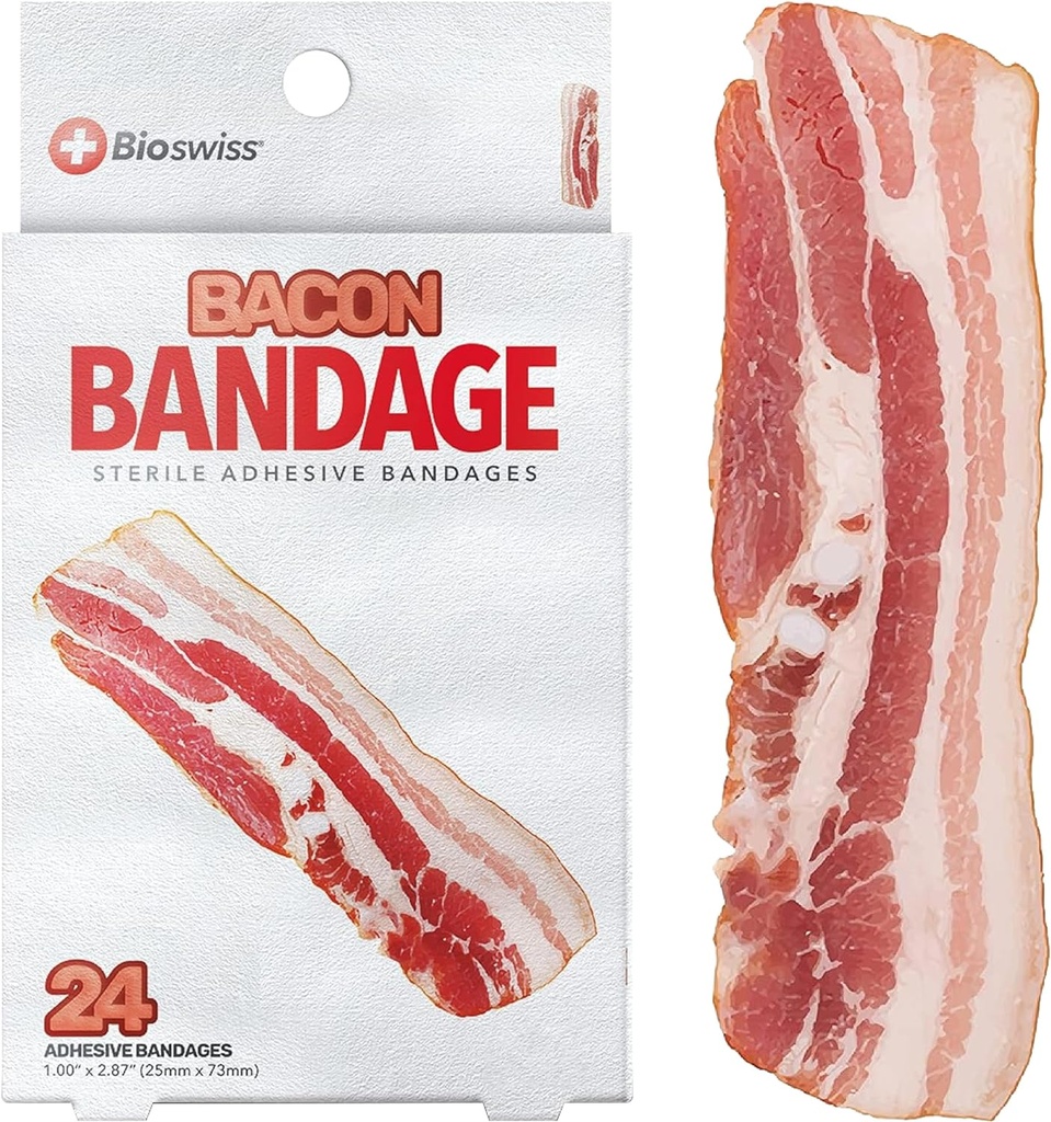 BioSwiss Kids Bandagen, Bacon geformte Selbstklebende Bandage Set, Latexfrei, sterile Wund Pflege, 24 Zähler