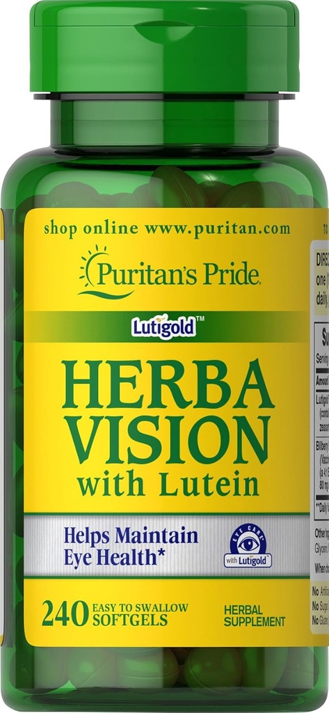 Puritan's Pride Herbavision avec Lutein, Zeaxanthin, Bilberry Softgels, 240 Comte
