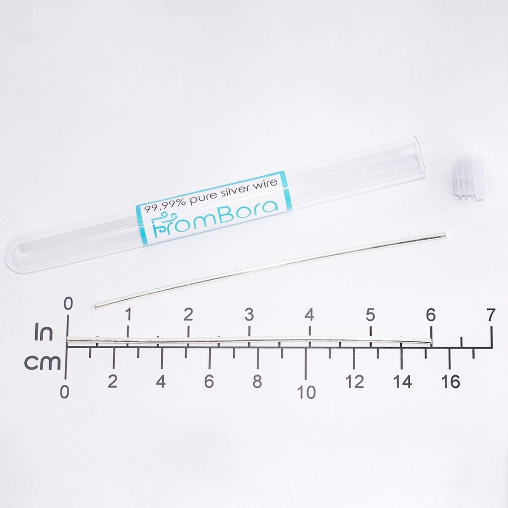 Kolloidales Silber | Paar reines Silber Draht 99,99% | Zertifikat 999 9999 | 14 Gauge 6” | FromBora Kolloidal Silber Generator Draht